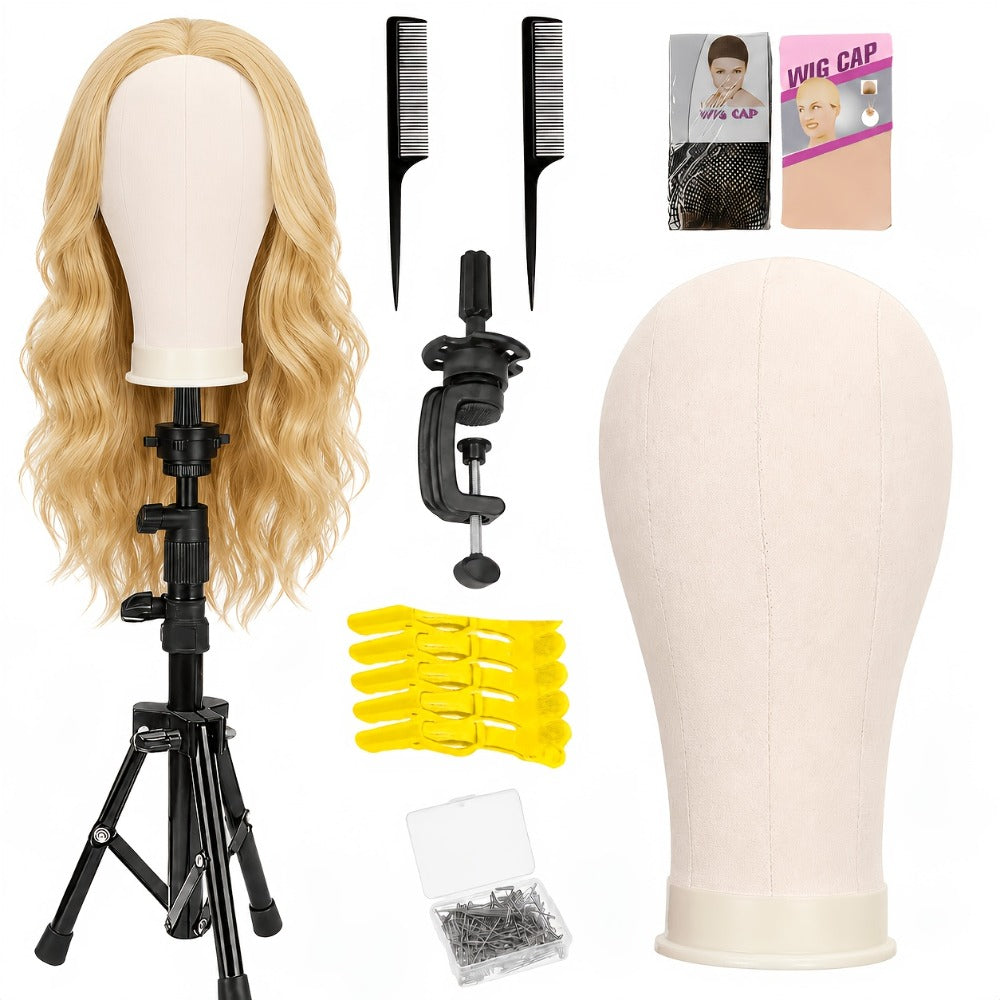 Mannequin Head with Adjustable Wig Stand Set 22 Inch Reinforced Manikin Head for Wig Styling Cosmetology Practice Salon Displ