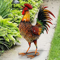 Metal Rooster Garden Stake Colorful Farmhouse Chicken Sculpture Outdoor Lawn Yard Decor Art Ornament Housewarming Gift 19 Inc