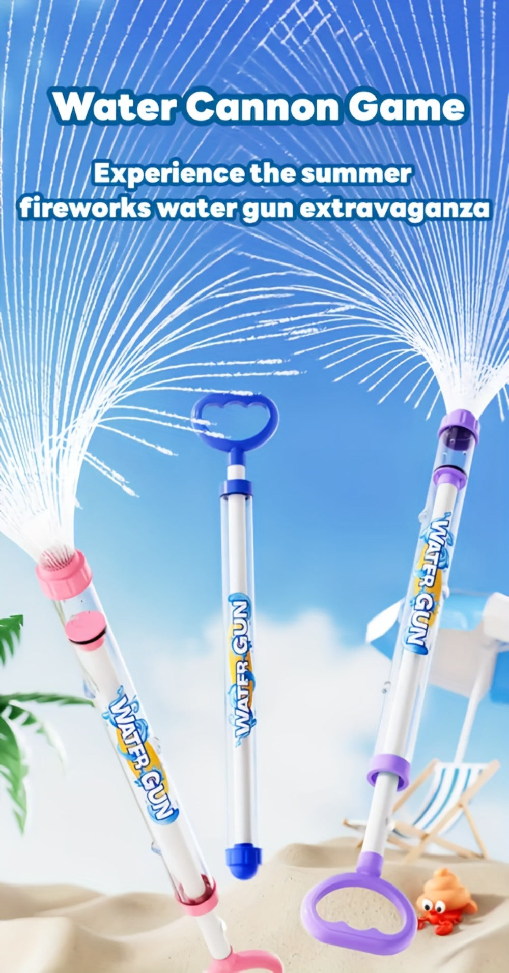 Firework-Shape Manual Water Blaster Set with Three or Six Pull-Push Wands in Blue, Purple and Pink — image 10
