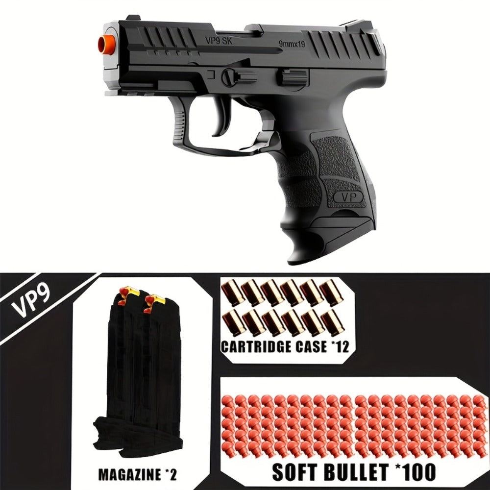 VP9 Bullet Toy Gun Pistol with Shell Ejecting System, Upgraded Semi-Auto Foam Blaster for Boys, Outdoor Shooting Game — image