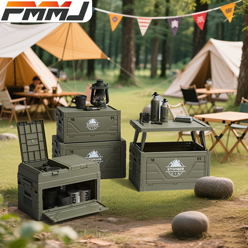 Army-Green Outdoor Storage Box with Flat Cover, Lift-Up Desktop or Front-Access Box Lid Options — image 1