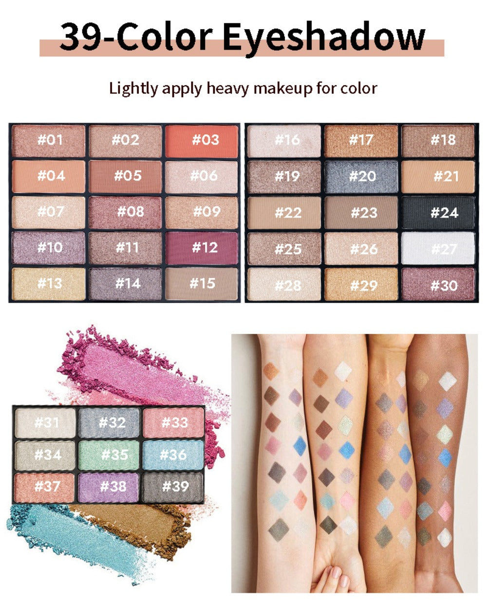 Makeup Kit 58-Color Black Mirror Case with Sliding Trays for Face, Eye and Lip Cosmetics plus Application Tools — image 13