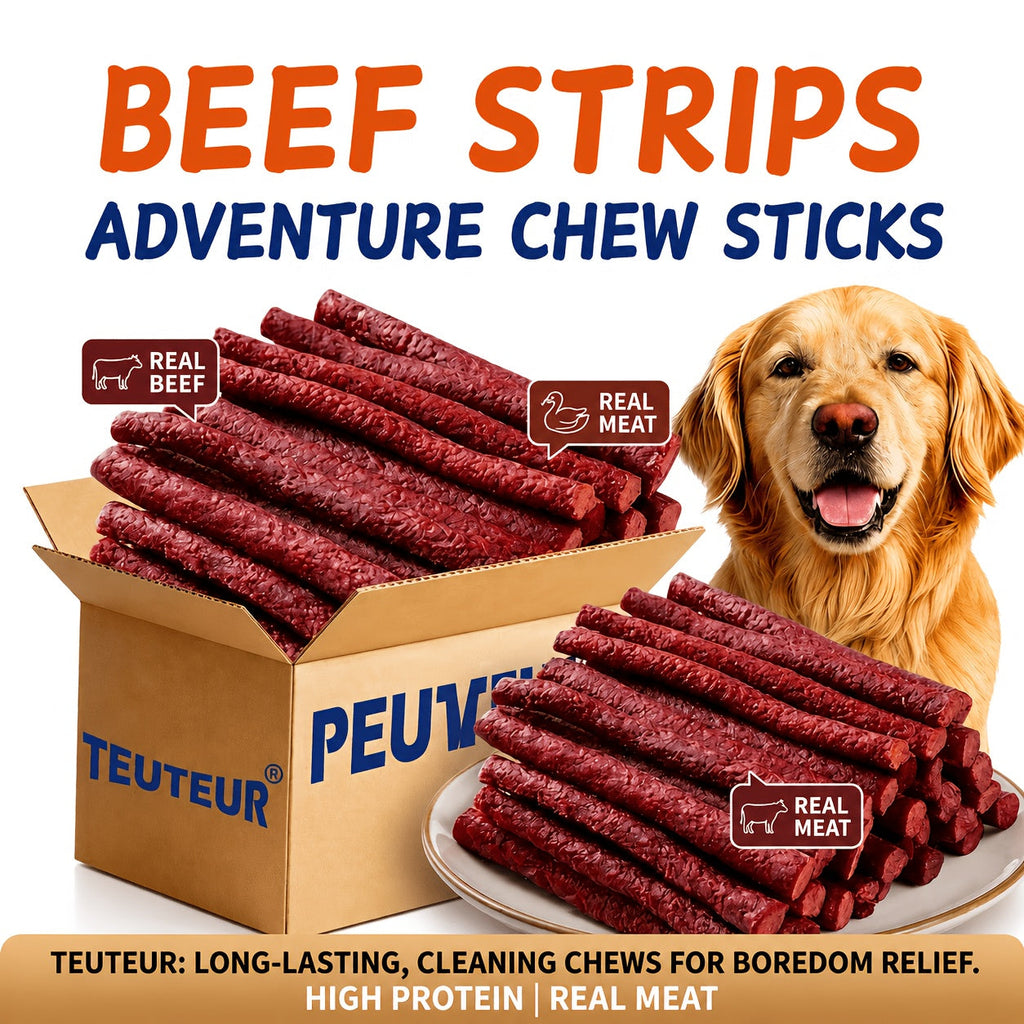 Dog Treats TUTULIFE Beef Tendon Strips and Beef Block Pieces in Three 155g Package Options for Reward Use — image 1