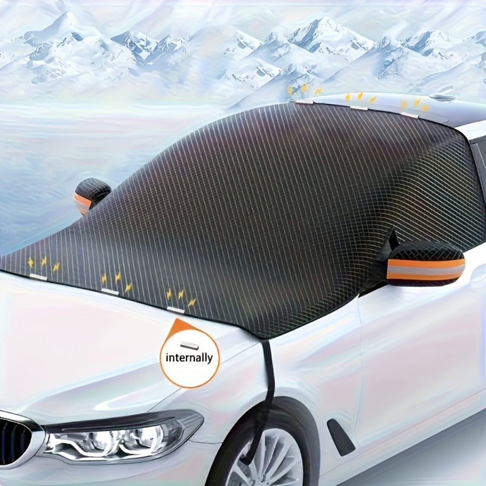 Magnetic Car Sunshade Cover Universal Fit – UV Blocking Heat Insulating Snow Wind Leaf Proof with Reflective Strips — image 1