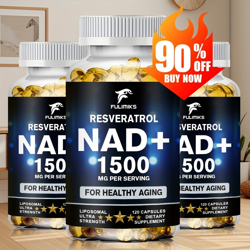 Dietary Supplement NAD+ Formula with Nicotinamide Riboside and Resveratrol Capsules, 120 Count — image 1