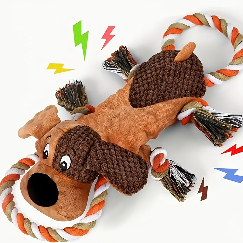 Dog Toy Plush Rope Animal with Squeaker, Crinkle Paper and Four Styles for Chew, Tug and Fetch Play — image 13