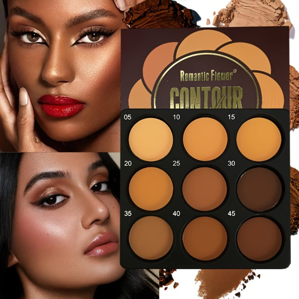 9 Color Contour Palette Matte Waterproof Full Coverage Concealer Eyeshadow Foundation Primer Oil Control 3D Face Sculpting Na
