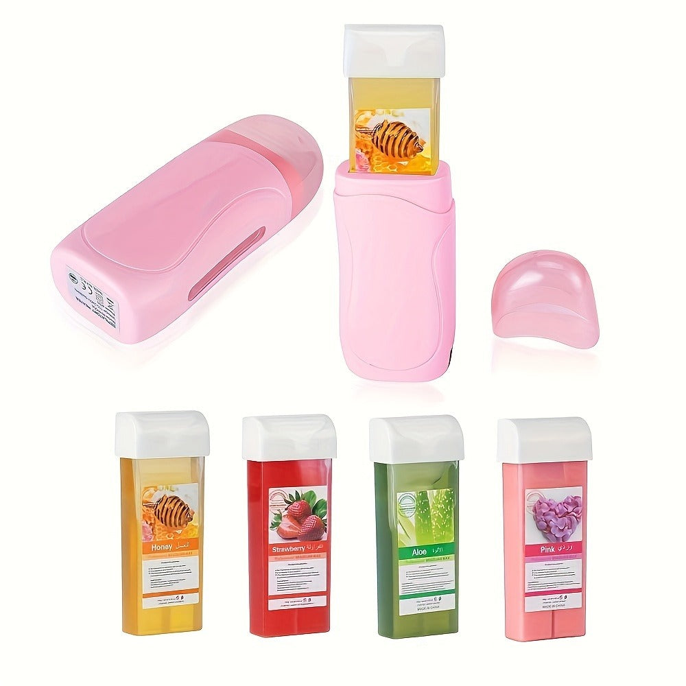 Wax Warmer Roller Kit for Hair Removal – Portable Electric Roll-On Soft Wax Heater for Women & Men, At-Home & Salon Waxing — 