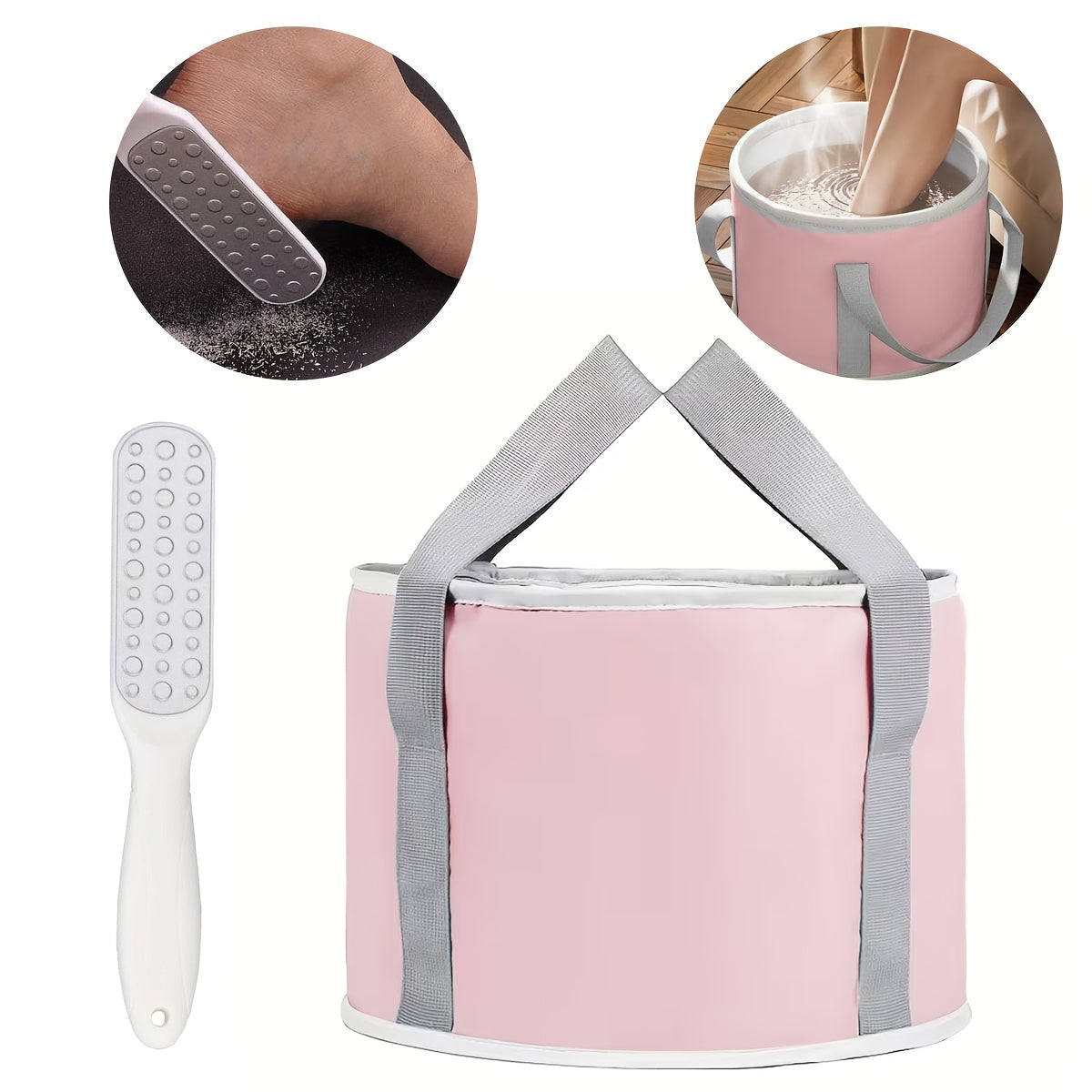 Foot Scrubber & Foldable Foot Soak Tub Set, Dead Skin Remover Callus Exfoliator with Portable Collapsible — image 7