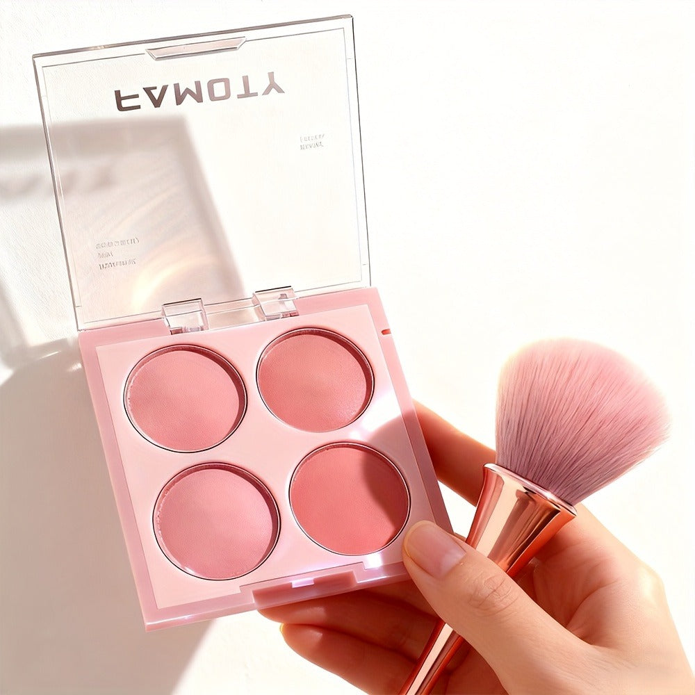 Blush Palette with Brushes Set 4-in-1 – Low Saturation Matte Powder Soft Gradient Finish, Buildable Coverage for Cheeks & Eye