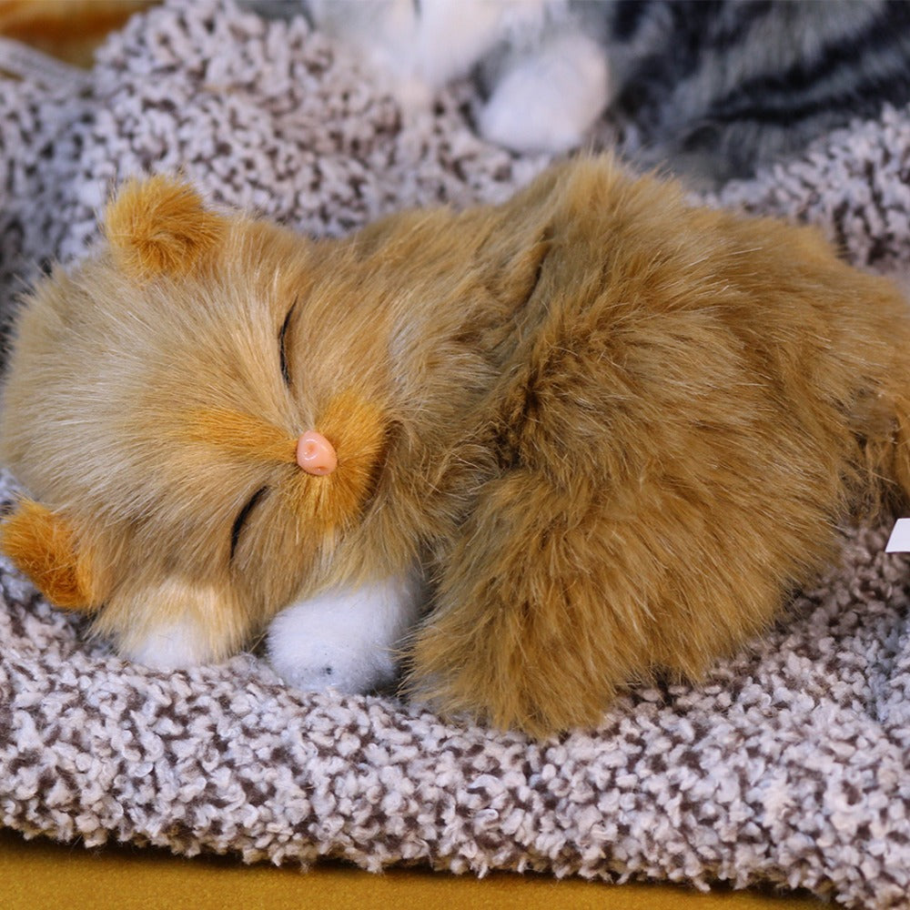 Plush Toy Realistic Sleeping Cat with Meow Sound in Four Coat Patterns for Desk or Room Display — image 8