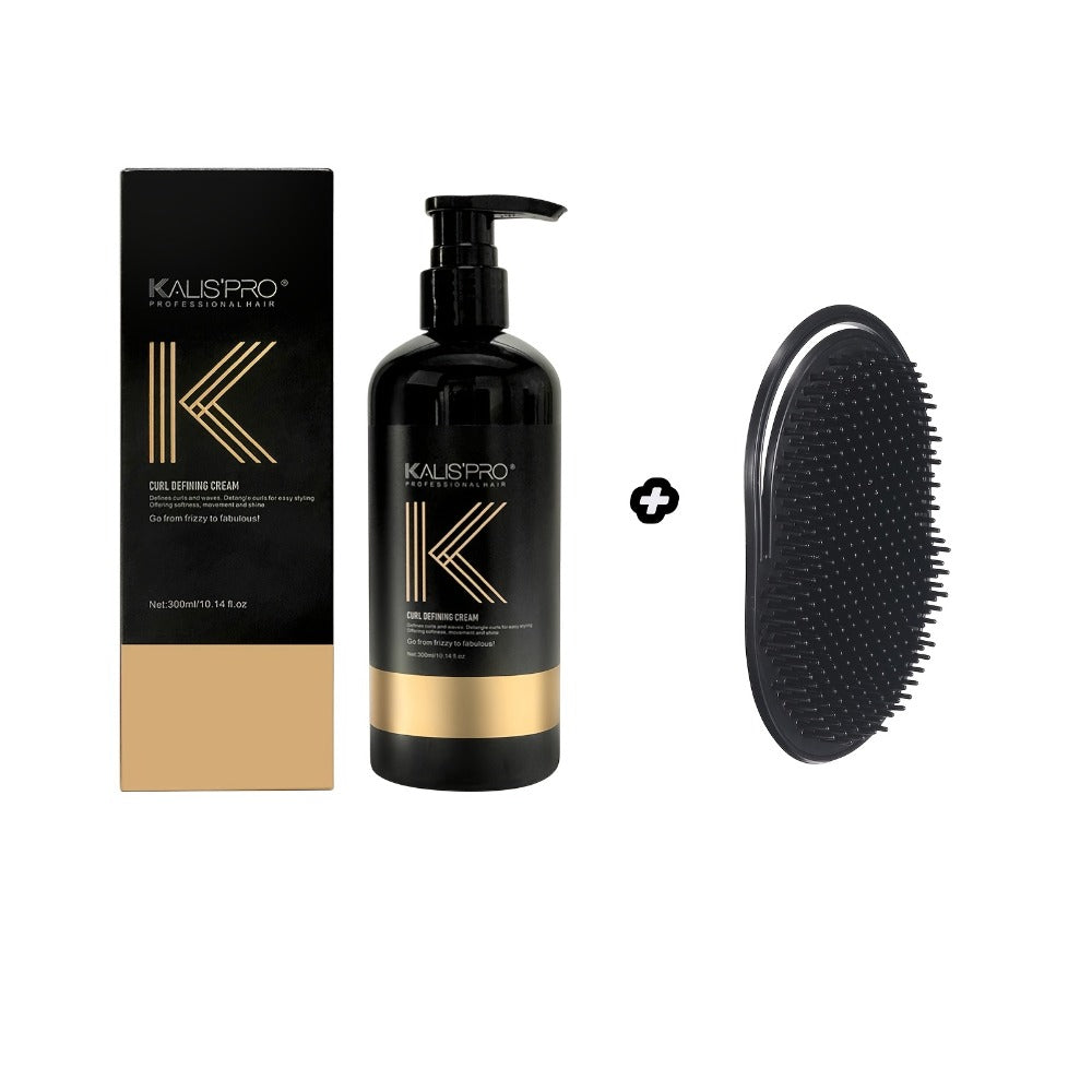 Curl Defining Cream and Detangling Brush Set by KALISPRO with One or Two 300ml Pump Bottles — image 3
