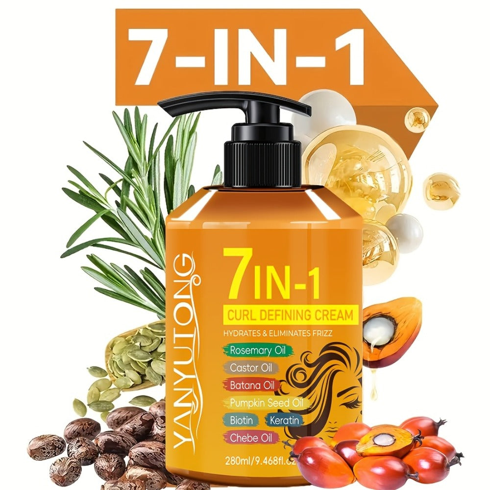 Curling Cream 7-in-1 for Black Hair Curly Wavy & Braids with Rosemary Castor Batana Coconut Oil Biotin Keratin — image 3