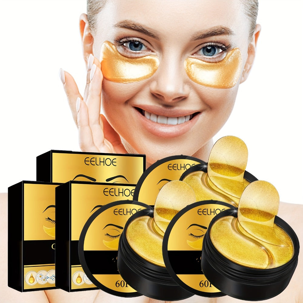 Under Eye Patches 120pcs (2 Boxes) with Hyaluronic Acid, Collagen & Glycerin – Gold Eye Mask for Dark Circles, Puffiness & Fi