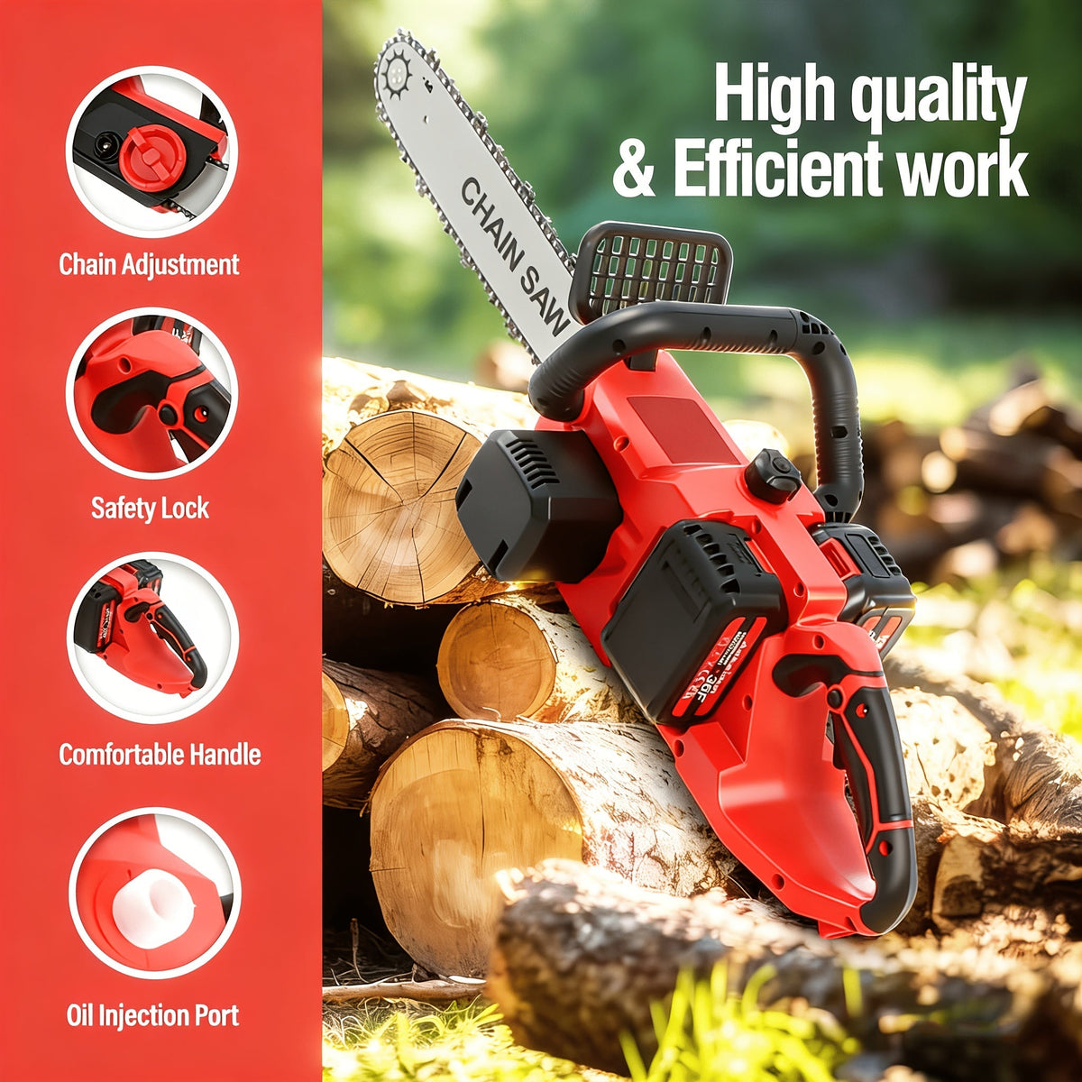 Cordless Brushless Chainsaw Kit with 12- or 16-Inch Guide Bar, Two Batteries, Charger and Cutting Accessories — image 3