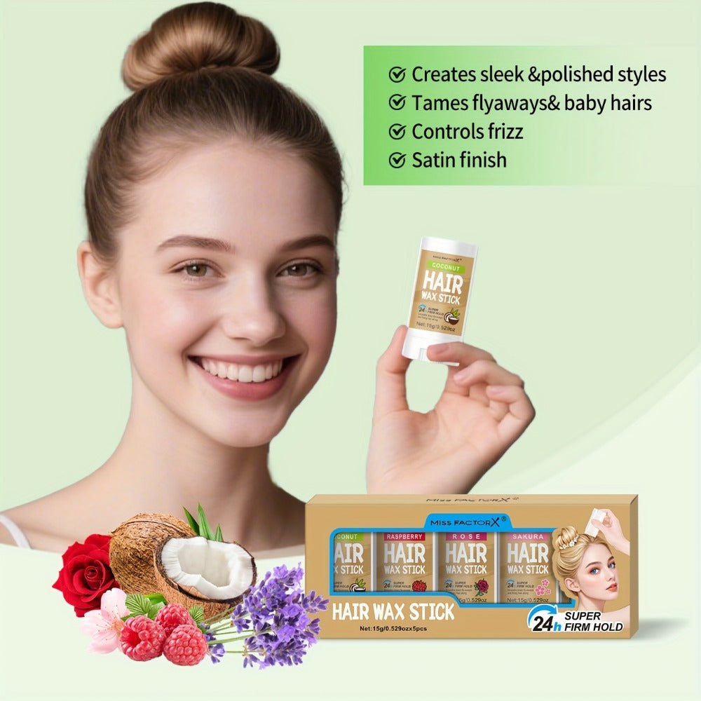 Hair Wax Stick 5 Pack Flyaway Control Edge Control with Jojoba Oil for Home, Travel and Salon Hair Styling — image 7