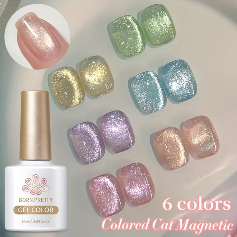 Gel Nail Polish BORN PRETTY 6-Piece Flowing Cat-Eye Set with Six 10ml Magnetic Bottles for Nail Art — image 5