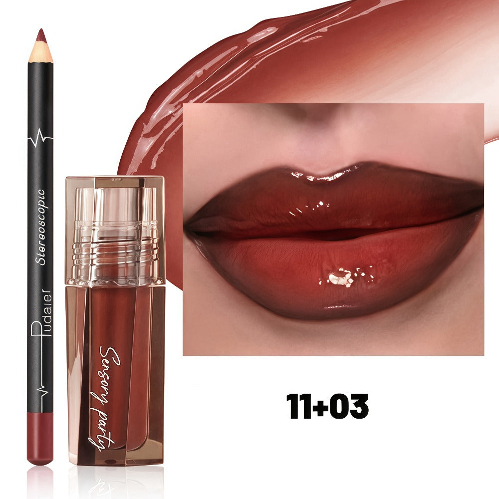 Dewy Glass Lip Gloss & Liner Duo – Hydrating Water-Gloss Luminous Finish with 3D Precision Matte Lip Liner — image 7