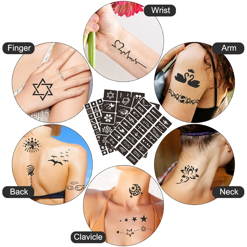 Double-Ended Tattoo Pen Set 10 Pcs with 114 Templates & Butterfly Stickers, Waterproof Sweat-Resistant DIY — image 7