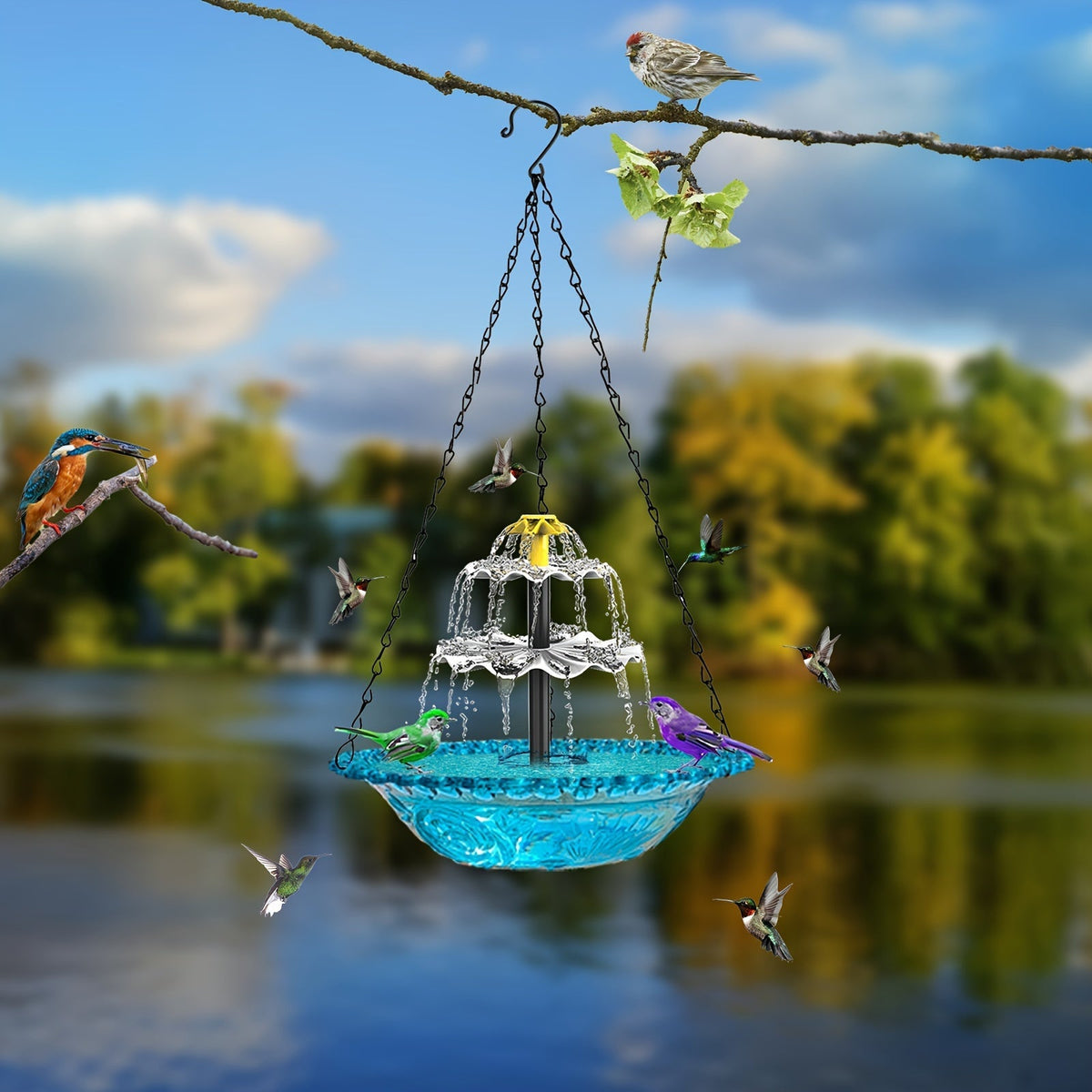 Solar Bird Bath Fountain 3-Tier with Pump for Garden, Patio and Yard Use, with the Listed Configuration — image 2