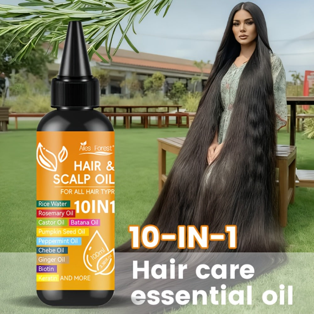 Hair Oil 10-in-1 100ml Pointed-Applicator Bottle with Ginger, Rosemary, Castor, Batana, Rice Water and Biotin — image 7