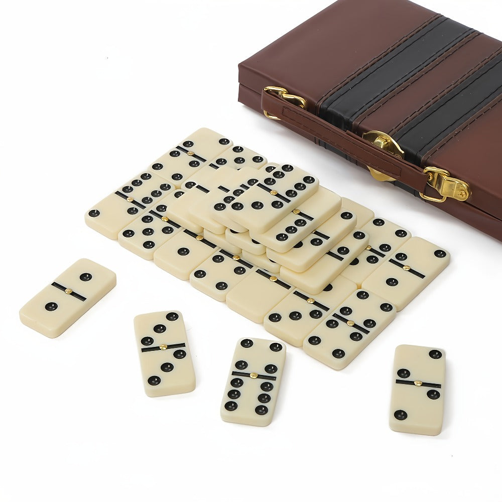 Double Six Dominoes Set 28pcs White – Extra Large Classic Domino Game with Gold Spinner & Premium Storage Box — image 4