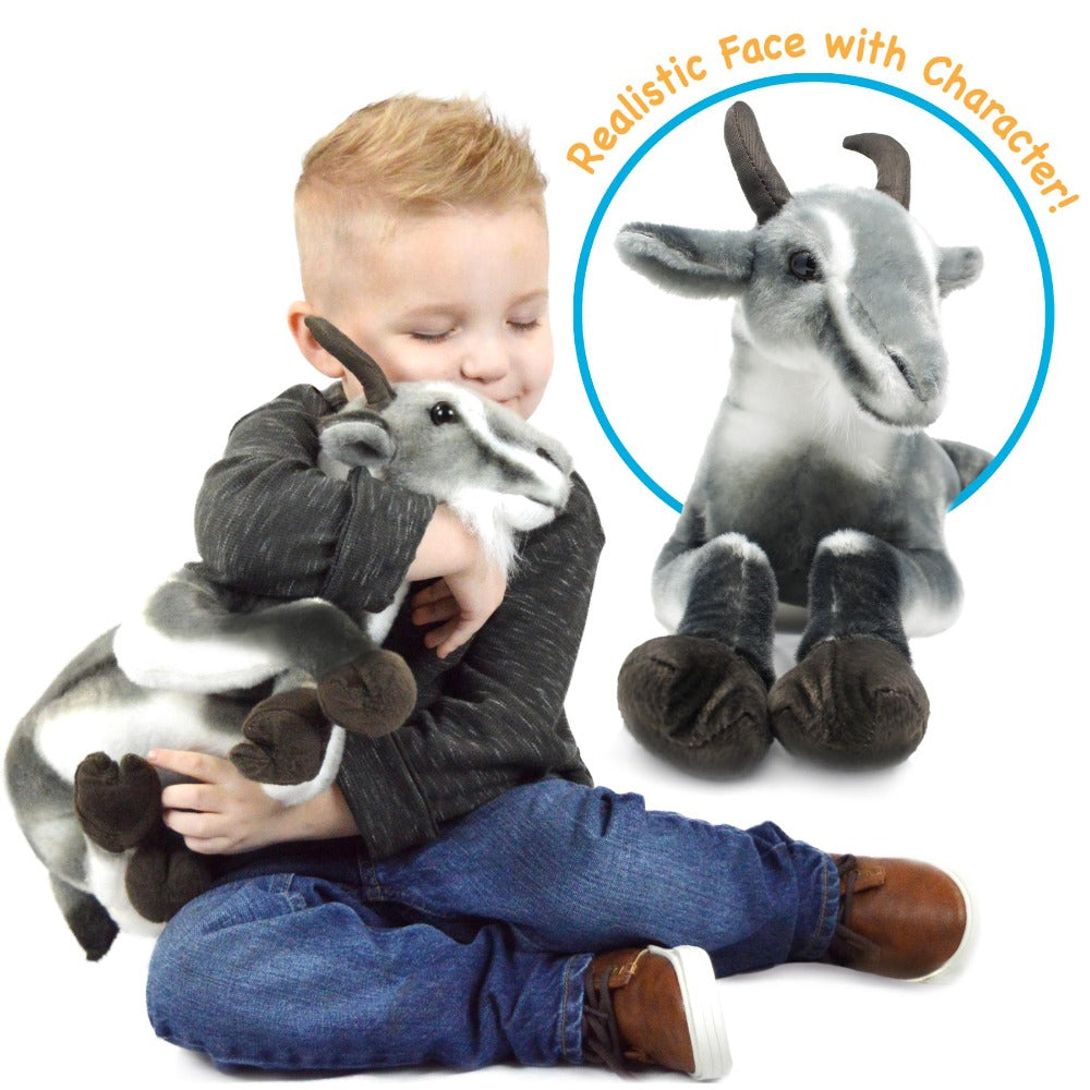 Stuffed Animal Patrick Pygmy Goat in 18-Inch Size with Acrylic Plush Fabric and Care for Character Display, Room Decor and Gi