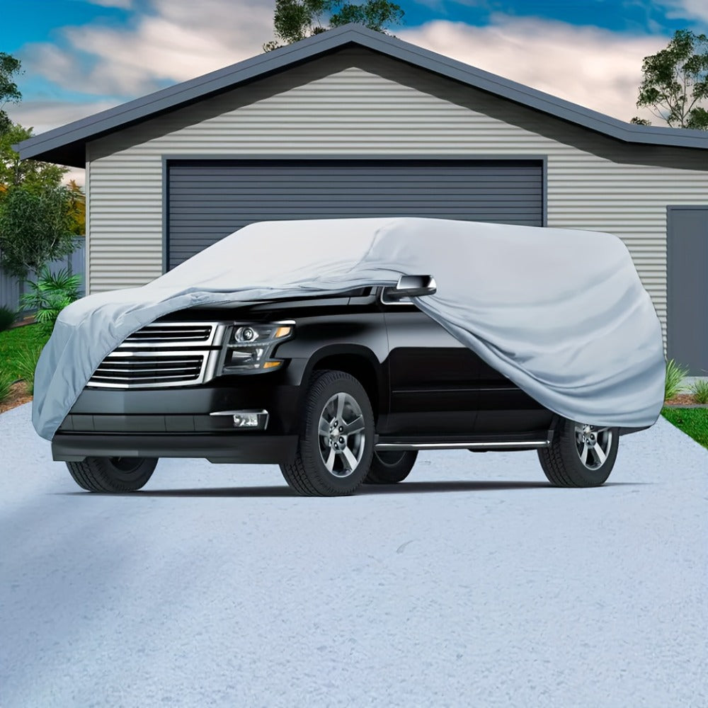 Silver XXL SUV Car Cover with Green Reflective Tabs, Elastic Hem and 540 x 200 x 180 cm Full-Body Fit — image 4