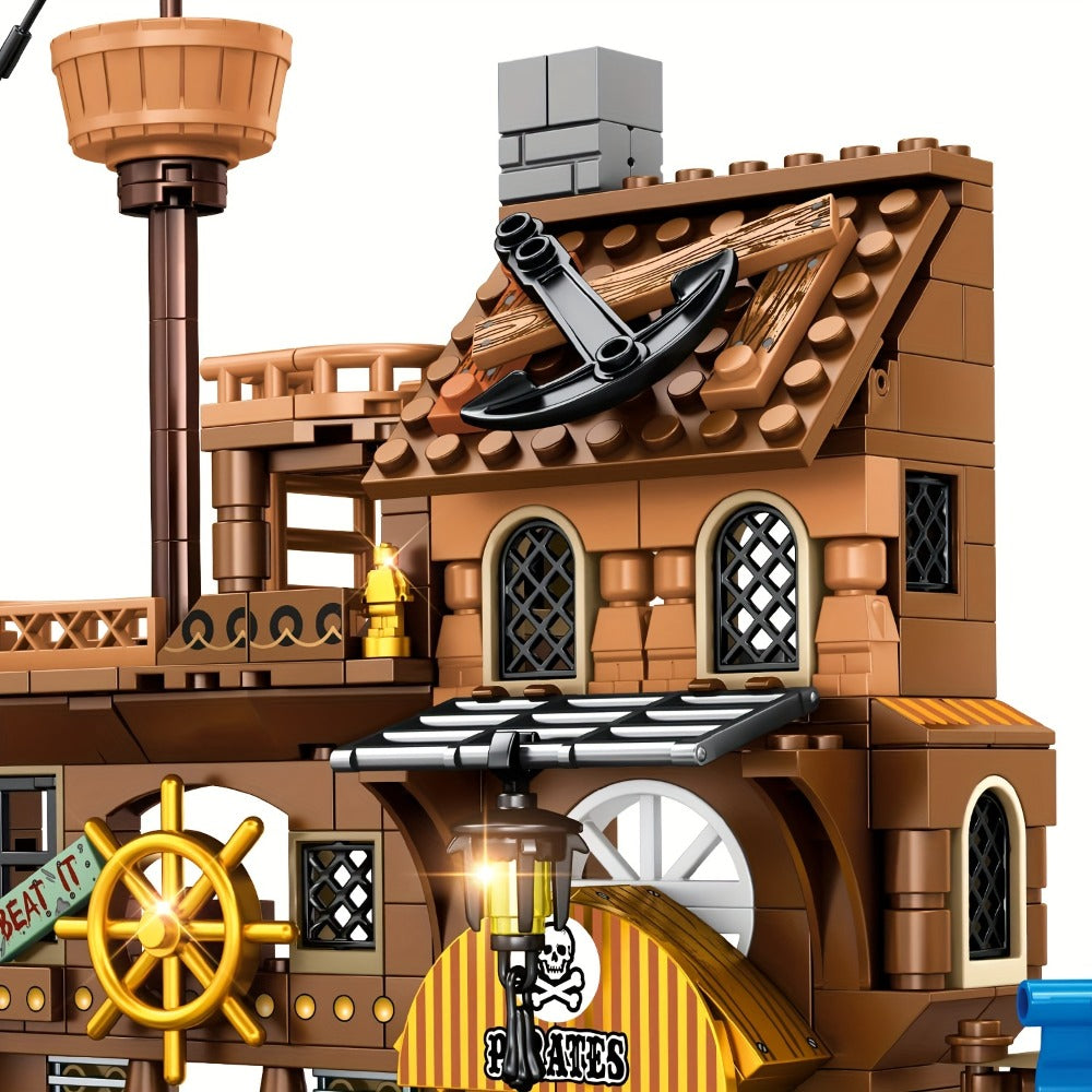 Pirate Wharf Building Blocks Set with 573-Piece Source Record, Model 1547, Boat, Dock and Multi-Level Supply Center — image 6