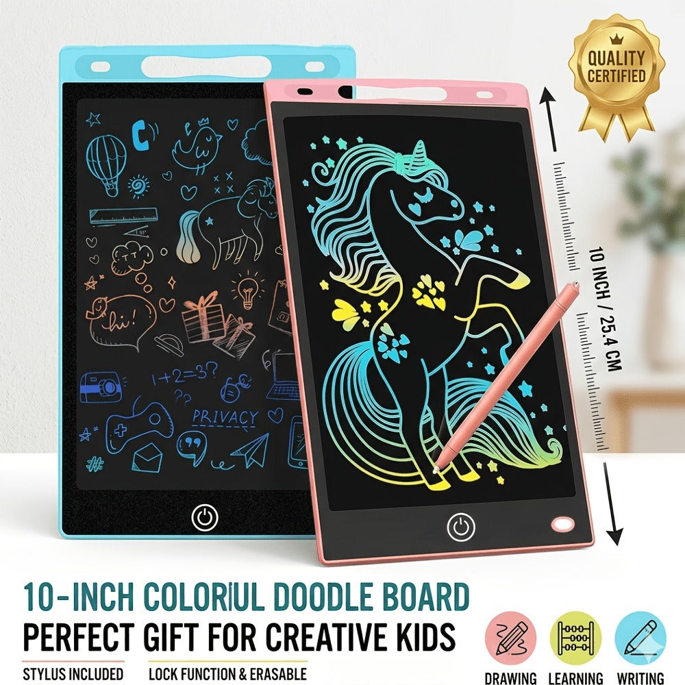Two-Pack 10-Inch LCD Writing Tablets in Blue and Pink with Matching Styluses and Color-Line Screens — image 1