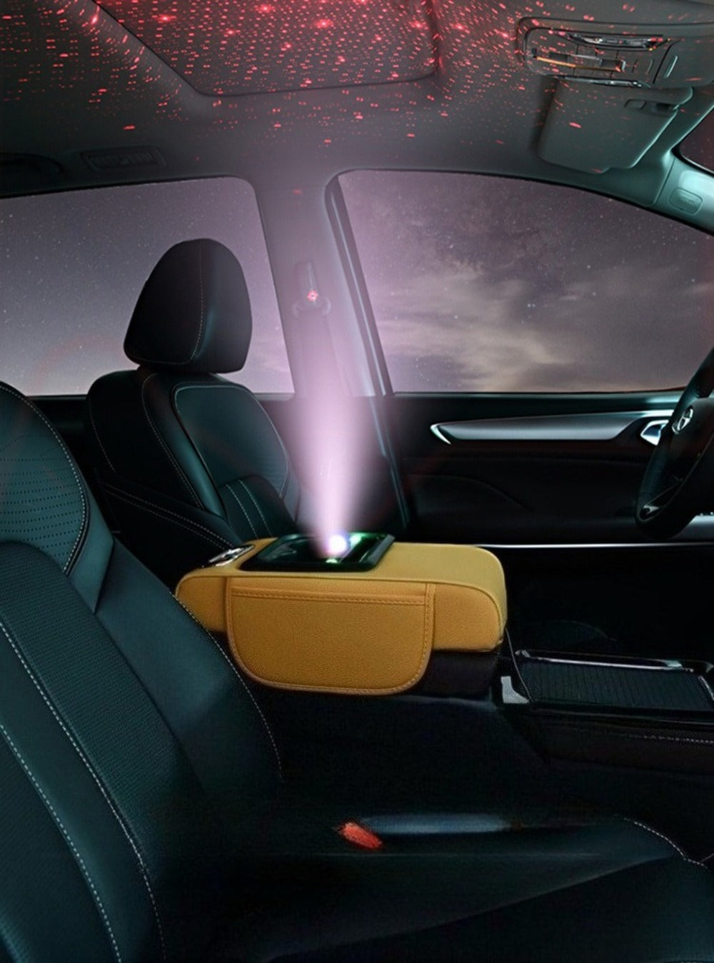 Car Armrest Box Cover Starry Sky Memory Foam Center Console Pad with Type-C USB Charging Port & Storage Pockets — image 25