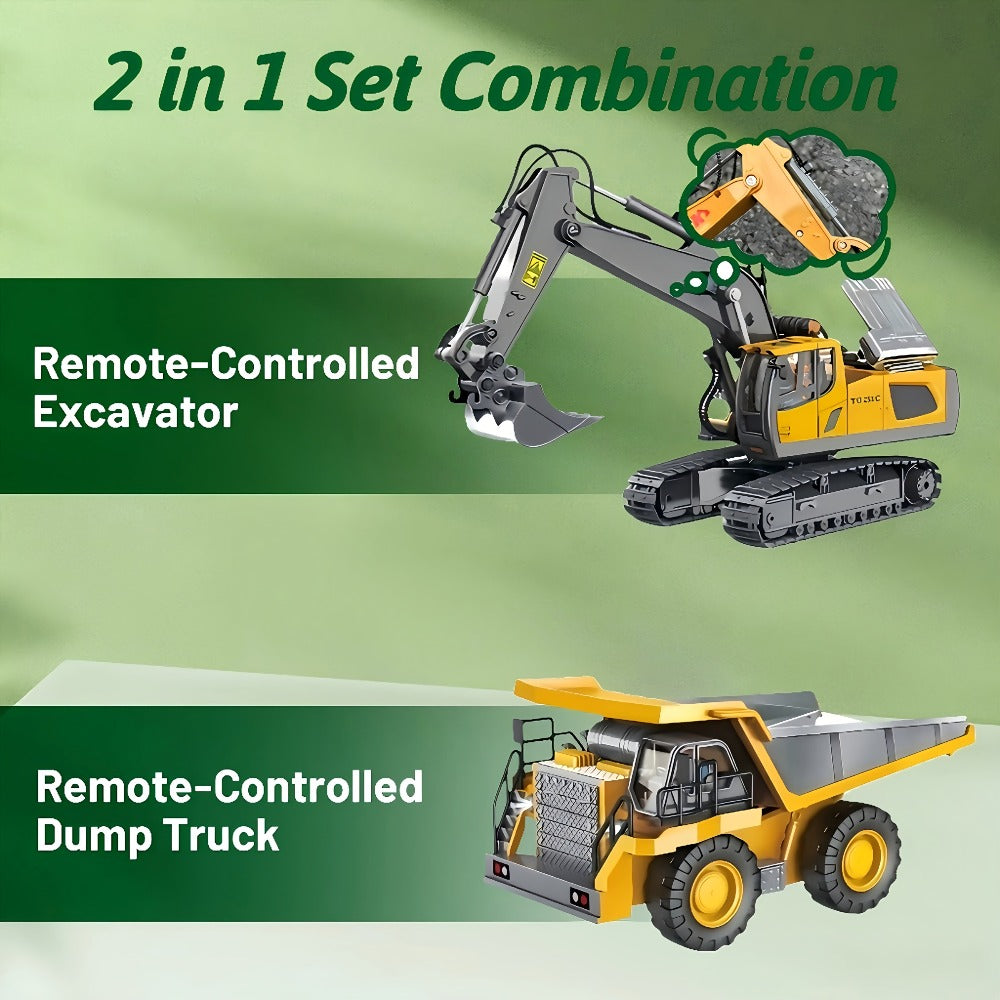 RC Construction Vehicle Set 2-in-1 & 3-in-1, 2.4G 11-Channel Remote Control Excavator Dump Truck Forklift Bulldozer — image 7