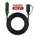 12V Car Cigarette Lighter Extension Cord 9.8FT – 16AWG Heavy Duty Male to Female Socket with LED Indicator for RV — image 3