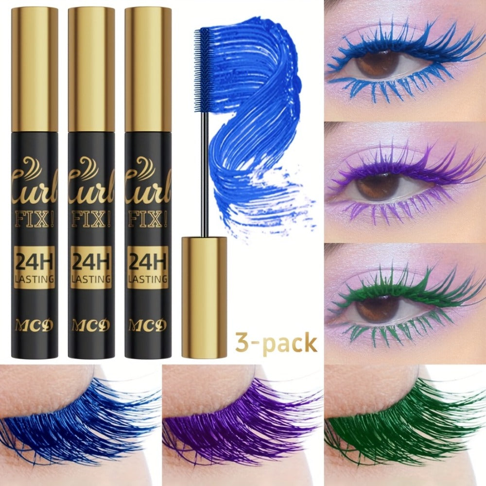 Colorful Mascara Set 3-Piece Bright Shades with Eyebrow Pencil Eyeshadow Pencil & Waterproof Eyeliner — image 3