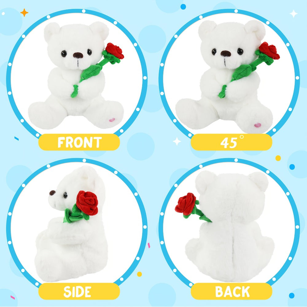 Rose Bear Plush with LED Light Glowing White Bear with Flowers Romantic with the Listed Color, Size or Set Options for Everyd