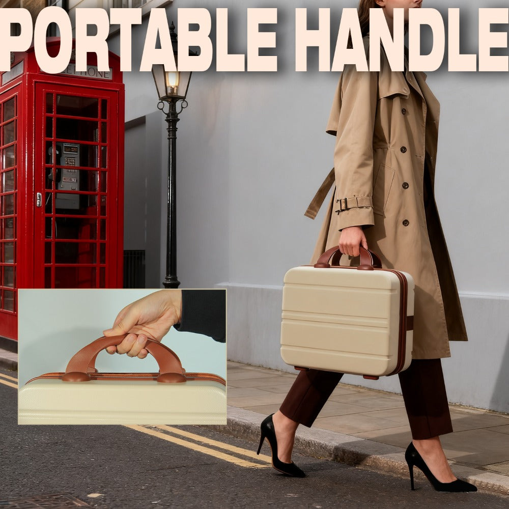Hard Shell Makeup Travel Case Waterproof Pressure-Proof Portable Cosmetic Suitcase with Elastic Band Luggage Attachment Carry