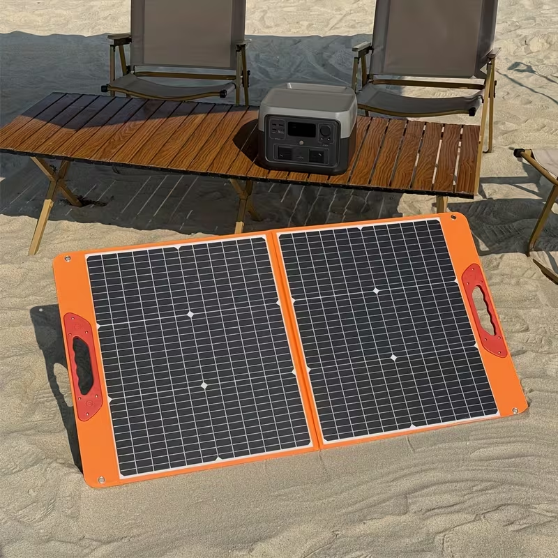 Foldable Solar Panel 200W 23.5% High Efficiency 20V Portable with 2 Brackets Solar Cable for Camping RV for Garden, Patio and