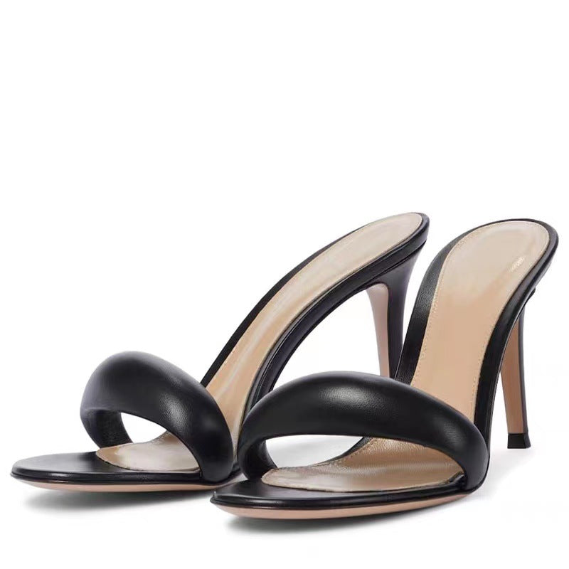 Plus Size One-line Round Head Woman High-heeled Shoes