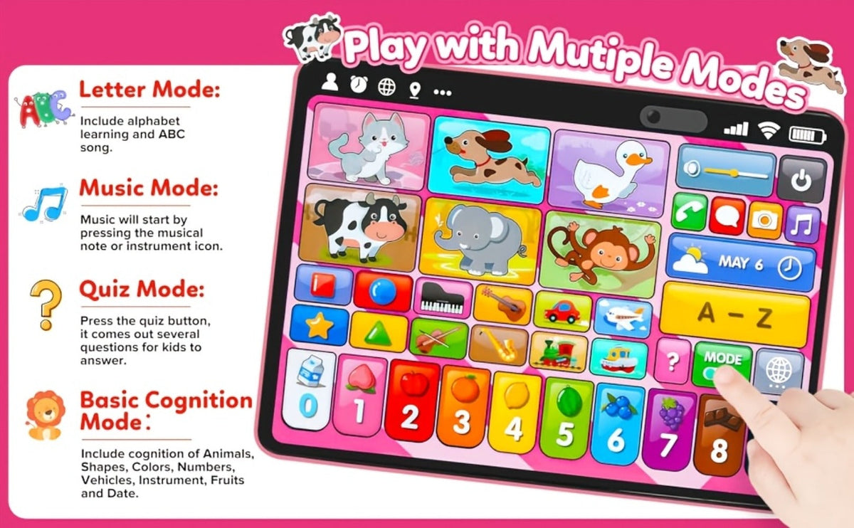 Trilingual Toddler Learning Tablet Toy, 39 Buttons 4 Play Modes Alphabet Numbers Colors Animals Music — image 19