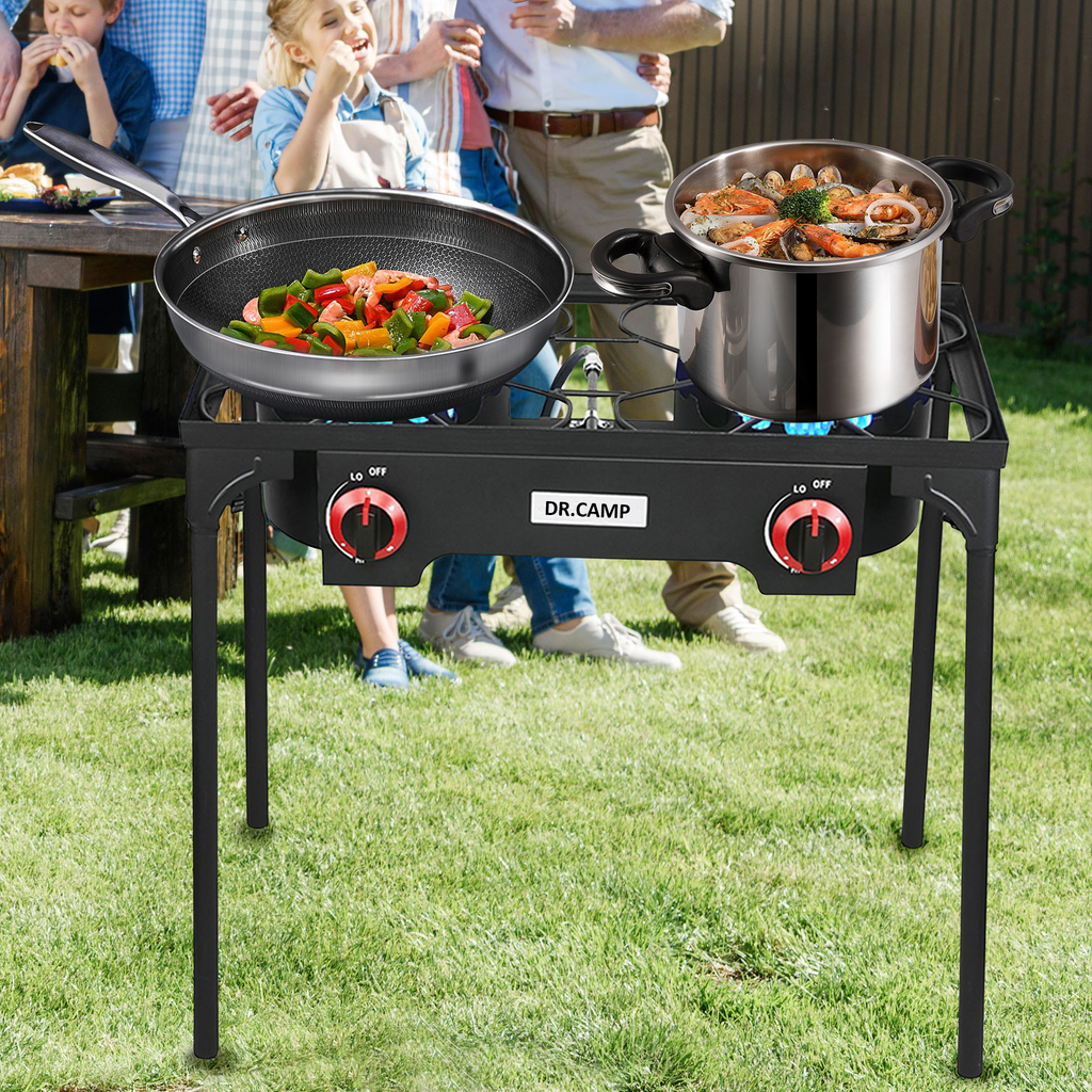 Propane Camping Stove Cast Iron 1, 2 or 3 Burner with Detachable Legs, 20 PSI High-Pressure Regulator — image 12
