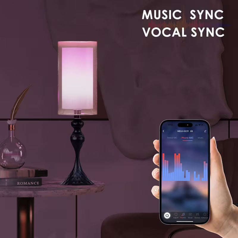 Set of 2 Bedside Table Lamps with RGB Music Sync