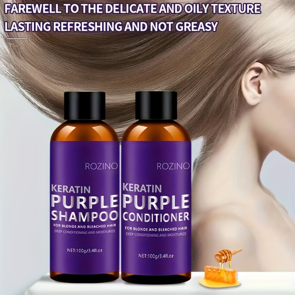ROZINO-Labeled Purple Shampoo and Conditioner Two-Piece Set in 100g Bottles with Matching Presentation Box — image 7