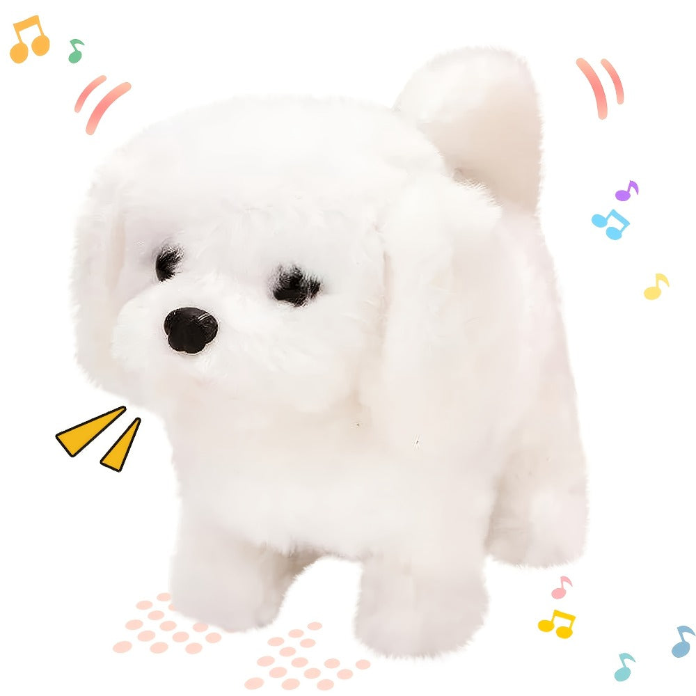 White Realistic Robot Dog Toy, Interactive Walking, Barking & Tail Wagging, Expressive Eyes, Plush Biomimetic Pet — image 7
