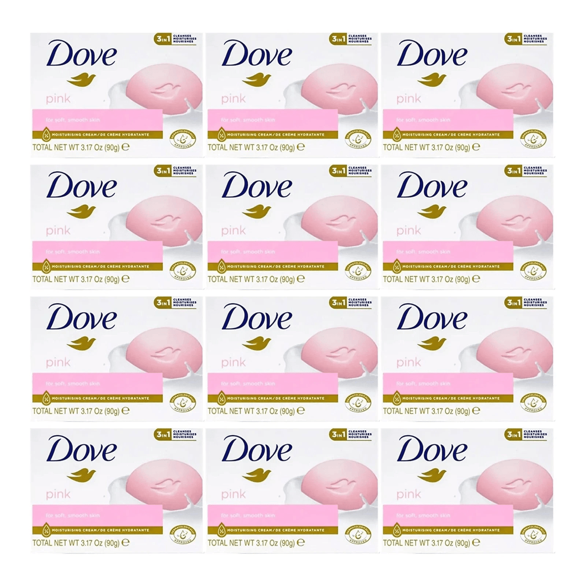 Dove Pink Rosa Beauty Bar Soap, 12 Individually Boxed 90g Bars in a Coordinated Multipack with Pink Labels — image 3