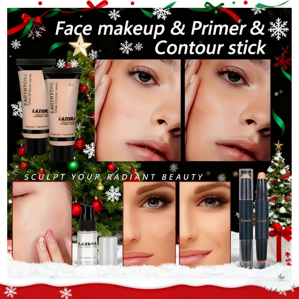 Makeup Kit with 18-Color Eyeshadow Palette, Face, Lip and Eye Cosmetics, Brushes and Tools in a Red Gift Box — image 7