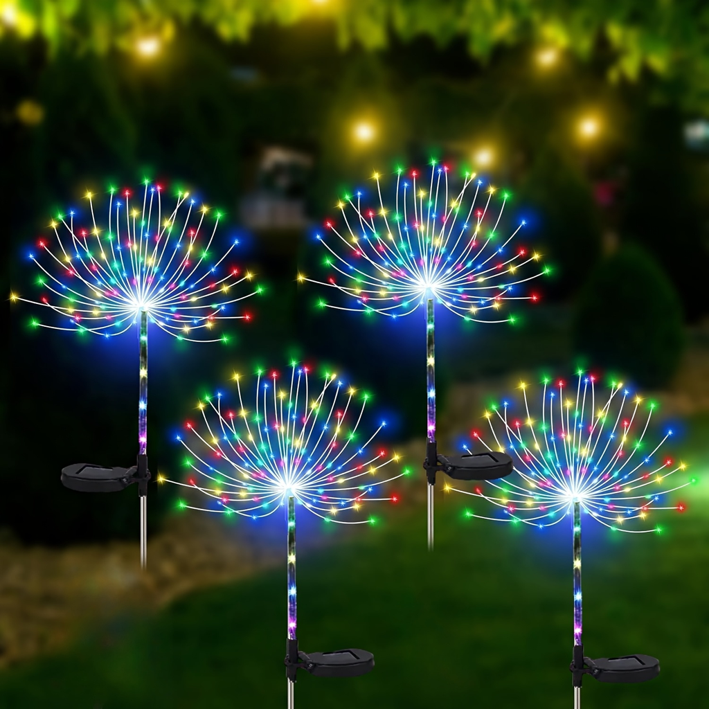 Solar Garden Lights 4-Pack Firework Stakes with 8 Modes in Warm White or Multicolor and Hanging Option — image 8