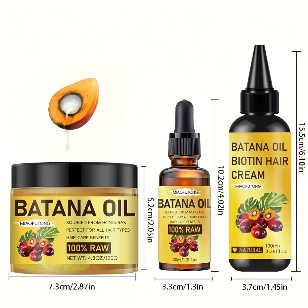 Three-Piece Batana Oil and Biotin Hair Care Set with Large Cream Jar and Coordinated Containers — image 4