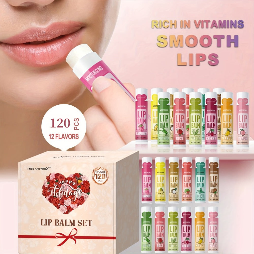 Lip Balm 120-Piece Bulk Set with 12 Flavors, Glossy Twist-Up Tubes and Divided Gift Box Packaging — image 4