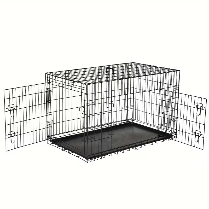 Folding Wire Dog Crate with Divider, Pull-Out Tray, Two Doors and Five Sizes from 24.41 to 48.4 Inches — image 23