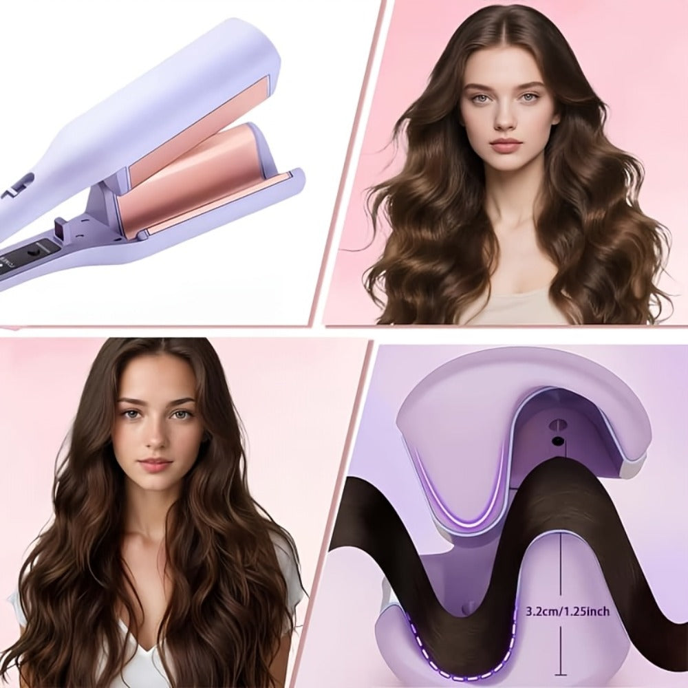 32mm Curling Iron 30-Second Rapid Heat – Adjustable Temperature U-Shaped & M-Shaped Long-Lasting Curls Salon-Smooth Frizz-Fre
